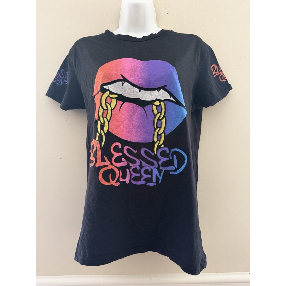 On Fire Blessed Queen Graphic T-Shirt Black Women’s Size Large